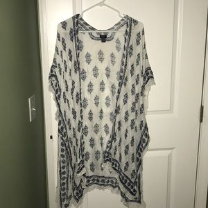 Blue and white shawl